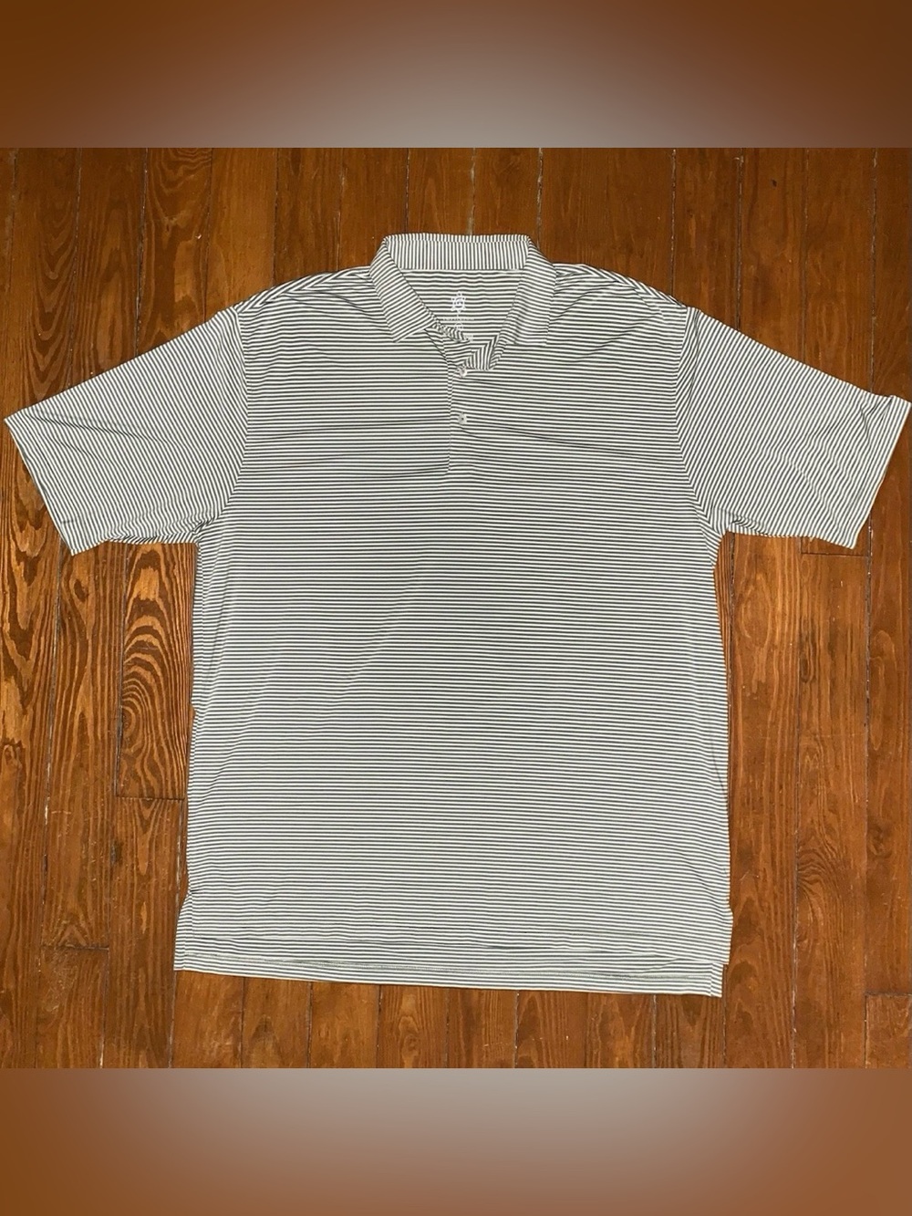 Turtleson Mens XL Green White Striped Short Sleeve Golf Polo Shirt Fits Like 2XL